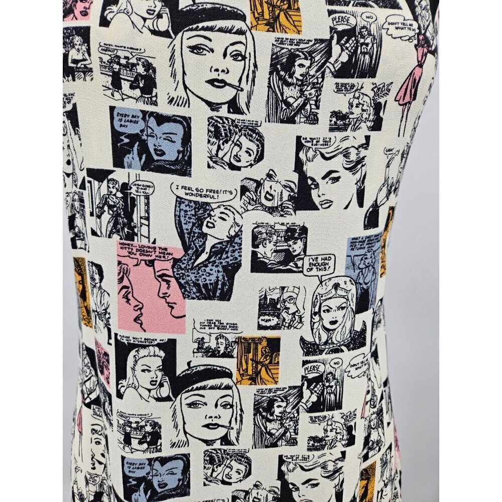 Reformation Comic Print Lindsay Mini Dress Womens 2 Sleeveless Pullover - Picture 3 of 8